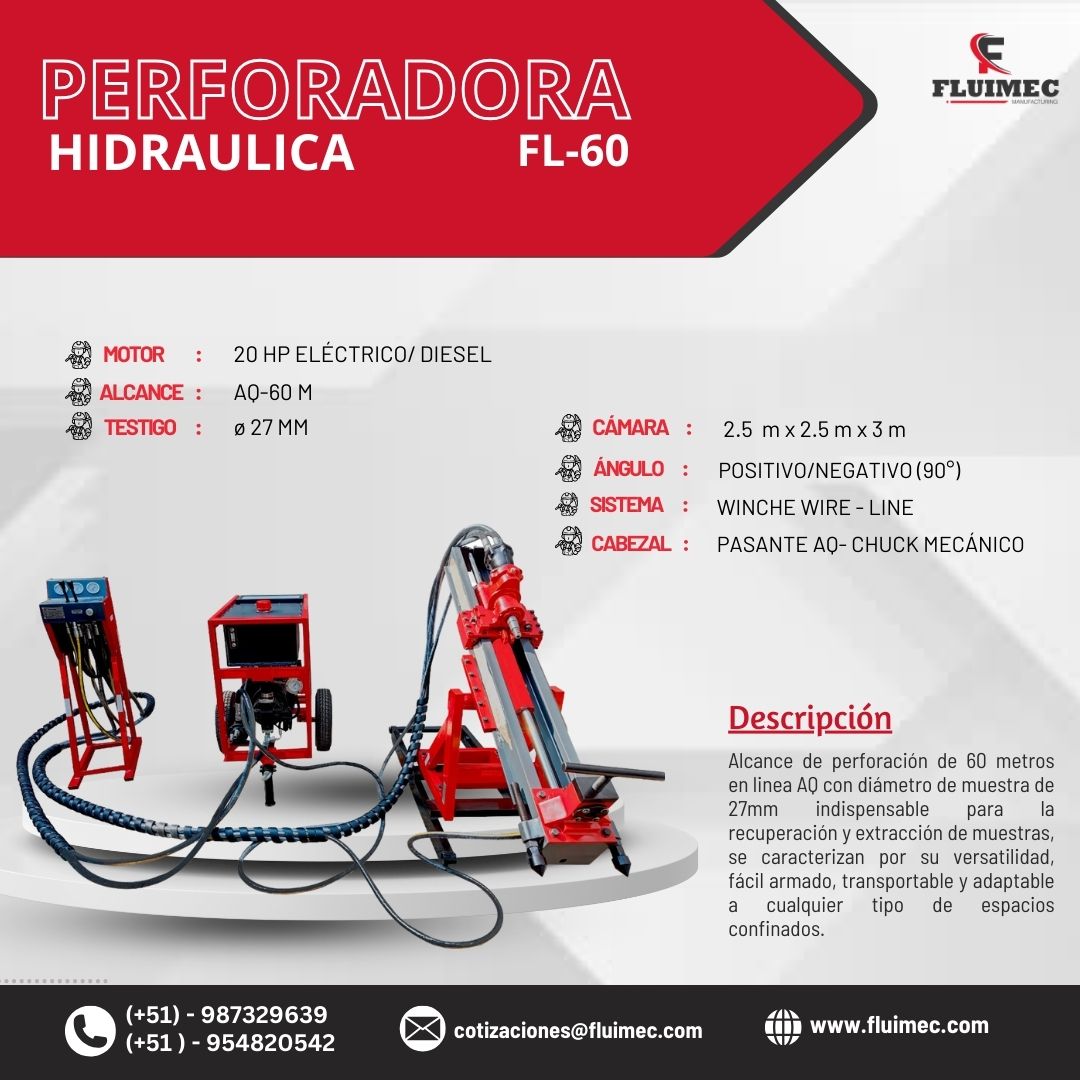 Perforadora FL-60 necesario para estudio geológico